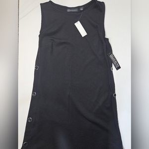 Womens Black Dress Small New York & Company Casual‎ Midi Jersey LBD